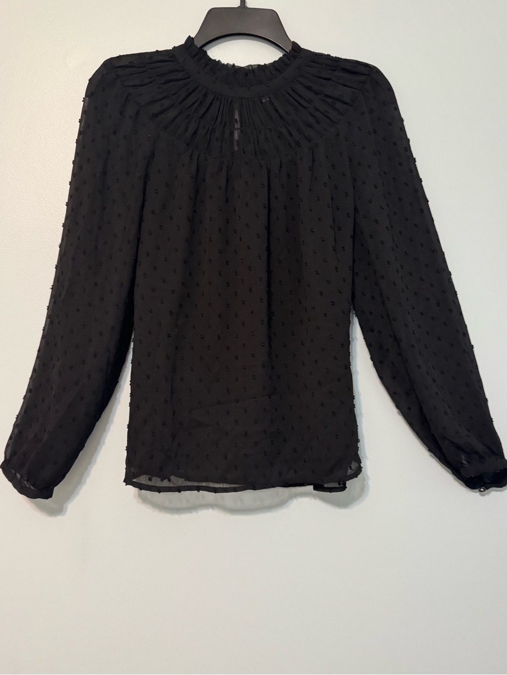 J. Crew Black Long Sleeve Mock-Neck Blouse Shirt